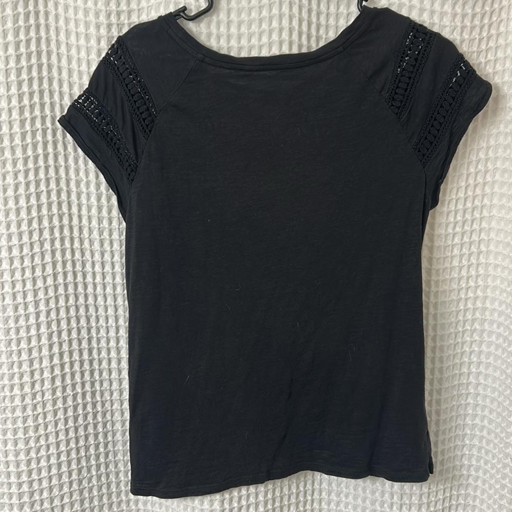 Loft Tassle Black Crewneck Cotton T-Shirt XS - Picture 5 of 5
